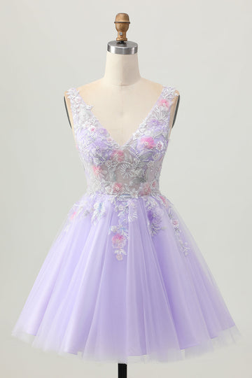 Perlé une ligne paillettes appliqué lilas Robe De Cocktail